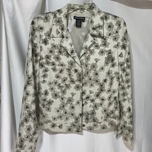 BCBG for Nordstrom M sage/grey floral jacket euc
